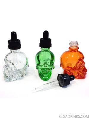 Skull empty glass bottle 30ml
