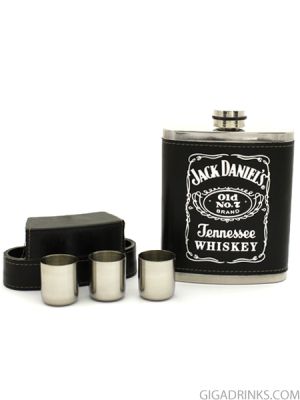 Jack Daniels canteen with 3 cups